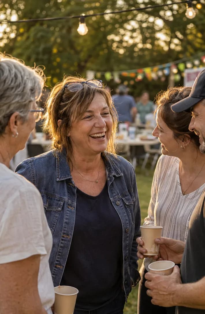 Des bénévoles joyeux profitent d'un événement associatif ensemble