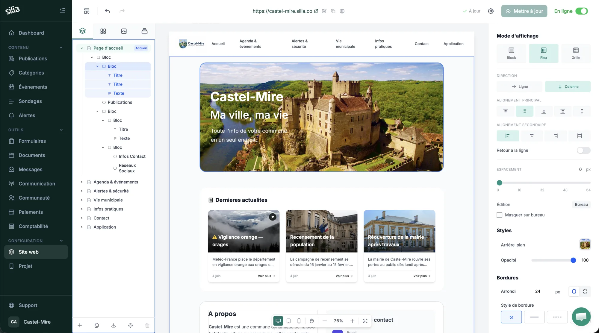 Création du site internet d'une association avec Silia, sans coder