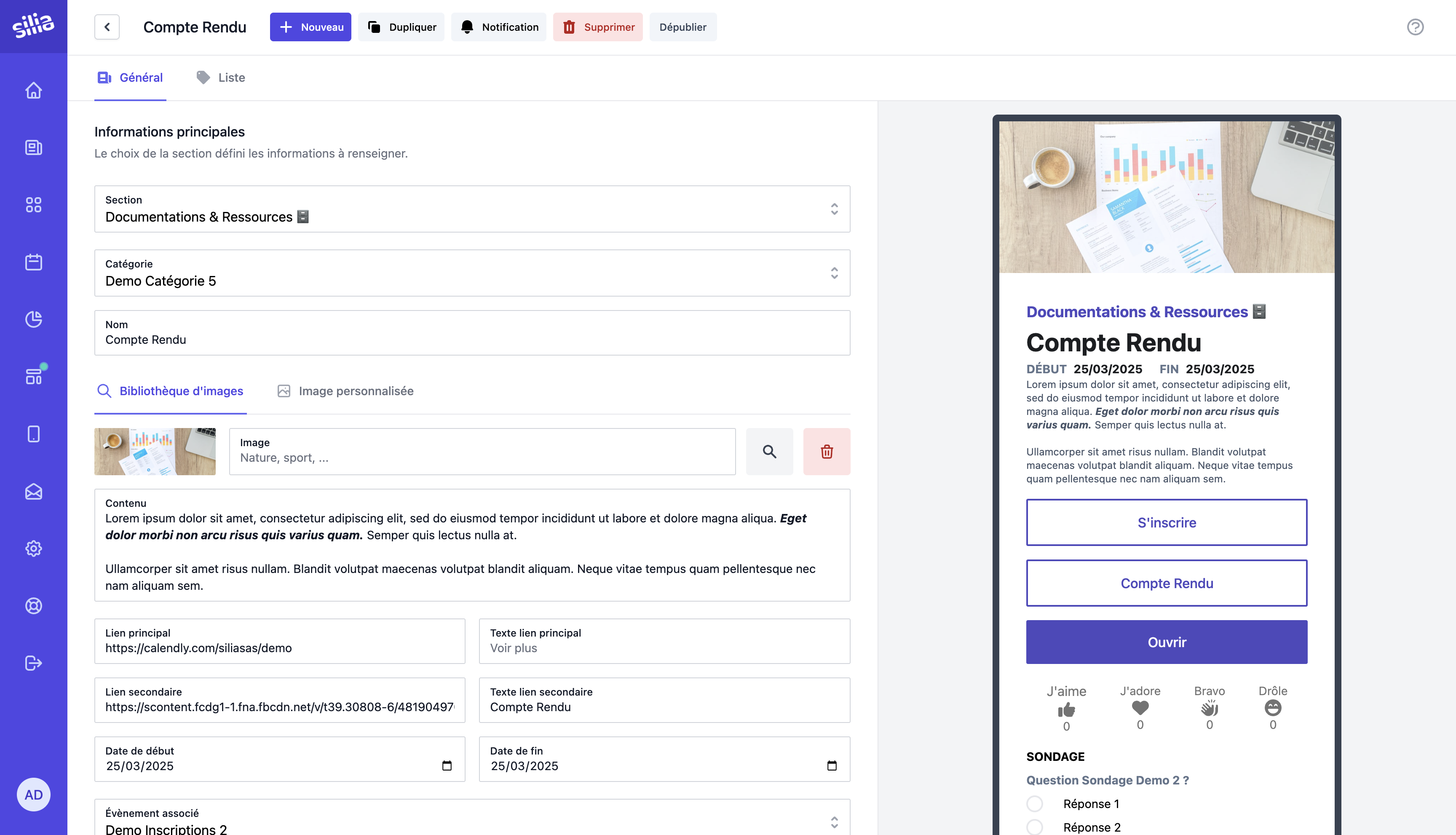 Gestion des contenus